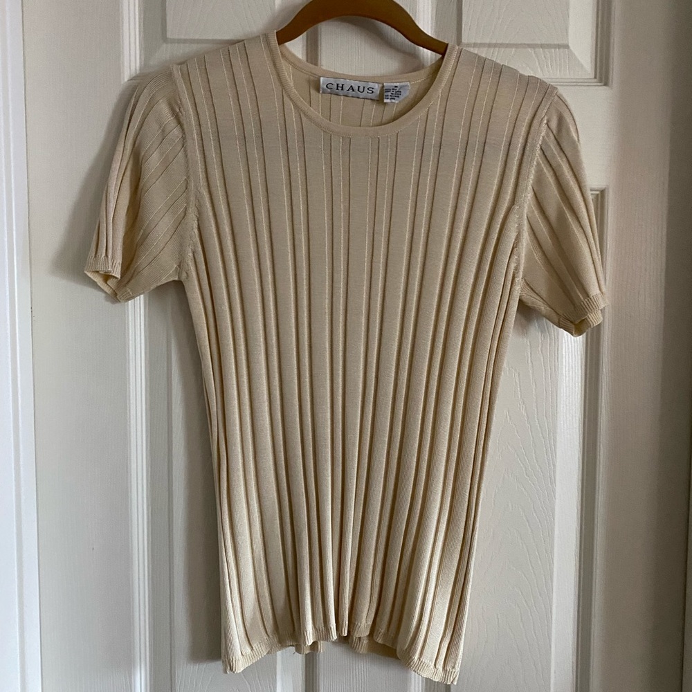 Chaus cream silk sweater